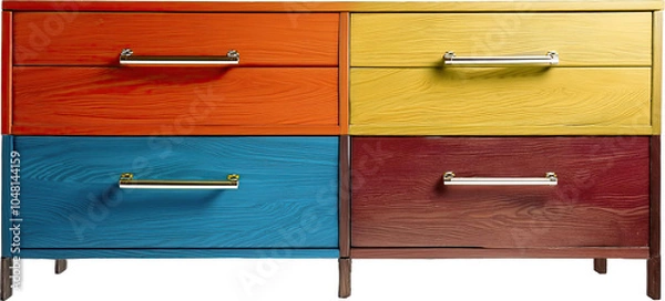 Obraz Modern chest of drawers in wood surface different colors isolated