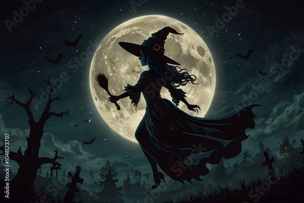 Obraz halloween background with witch