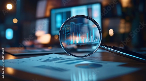 Fototapeta Business audit stock financial finance management on analysis data strategy with graph accounting marketing or report chart economy investment research profit concept