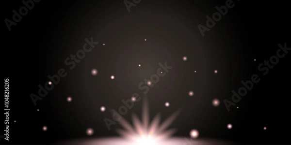 Fototapeta shiny light glow effect with pink shade, dark background. vector illustration