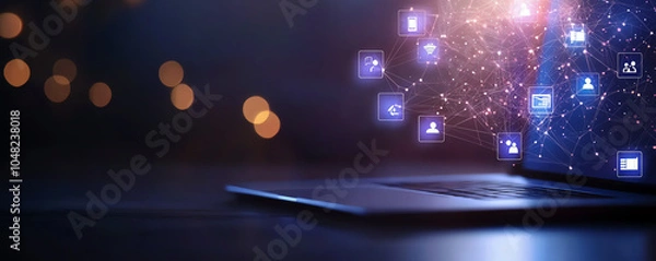 Fototapeta HR digital platform, employee management network, 3D illustration