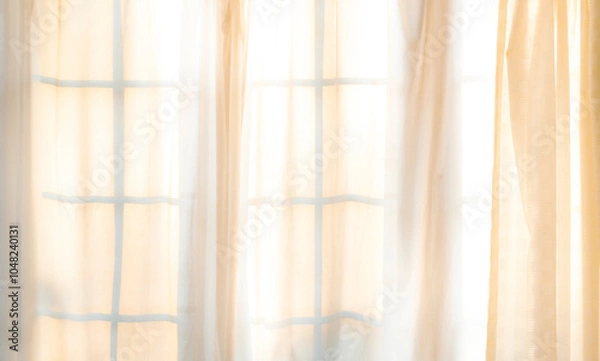 Fototapeta カーテン　レース　部屋　朝　光　窓	
