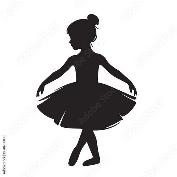 Obraz ballerina child  dancing silhouette - vector image of child dancing image - black & white ballerina child image 