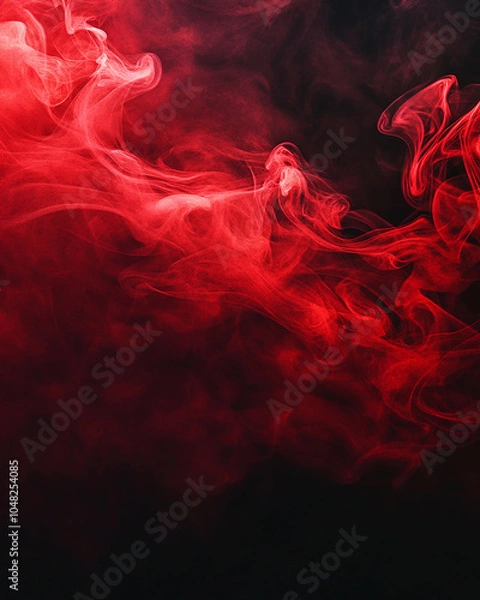 Fototapeta Photo of red smoke swirling against a dark background, creating an intense and mysterious abstract effect