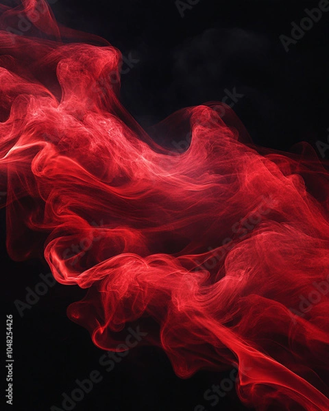 Fototapeta Photo of red smoke swirling against a dark background, creating an intense and mysterious abstract effect