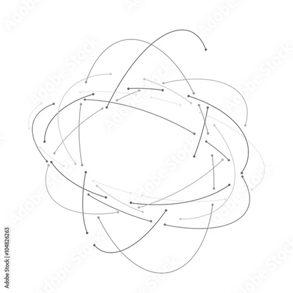 Obraz Vector orbit lines. Modern pattern with round stripes and points. Abstract crossing circle lines. Stylish lines and points technology illustration. Isolate digital elements.