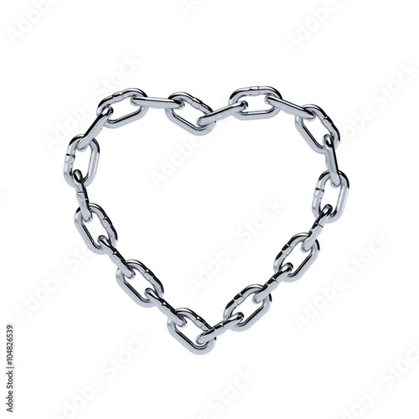 Fototapeta Chain chrome metal frame heart shape