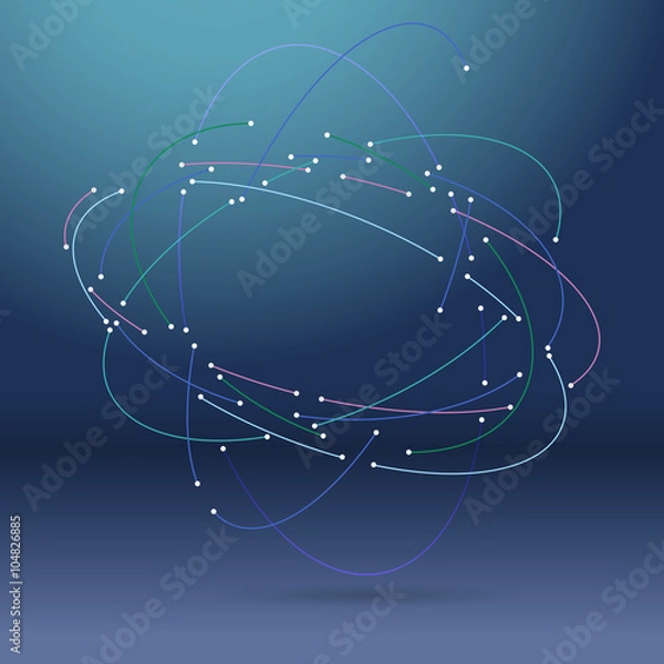 Obraz Vector orbit lines. Modern pattern with round stripes and points. Abstract crossing circle lines. Stylish lines and points technology illustration. Isolate digital elements.