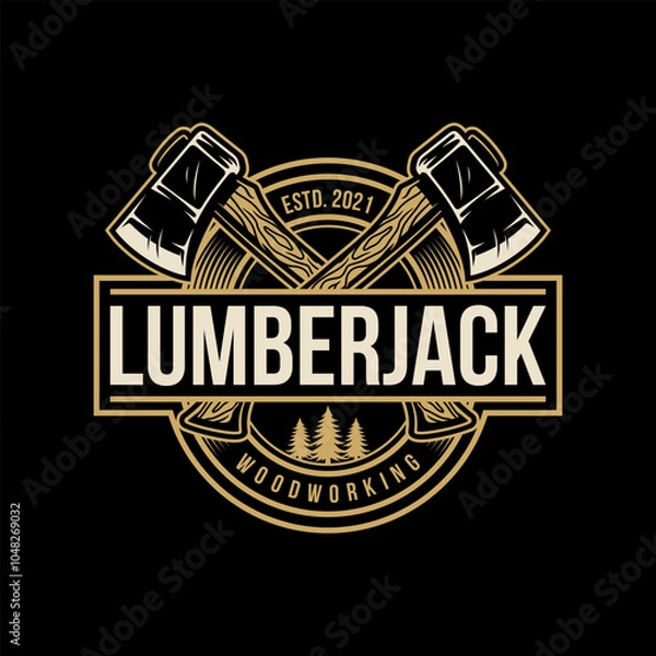 Obraz Lumberjack Vintage Logo Template. Vector illustration