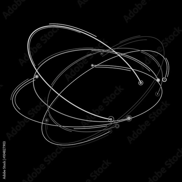 Obraz Vector orbit lines. Modern pattern with round stripes and points. Abstract crossing circle lines. Stylish lines and points technology illustration. Isolate digital elements.