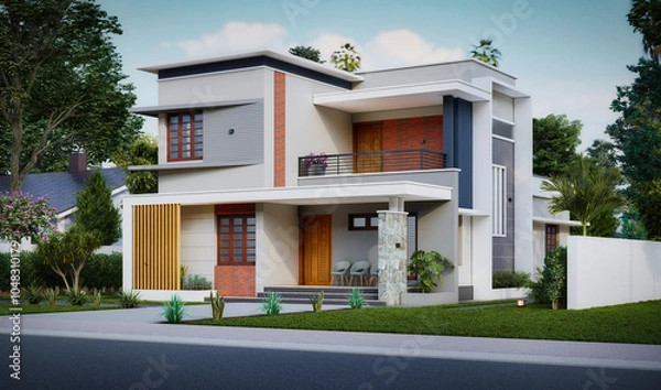 Fototapeta 3d illustration of a newly built luxury home