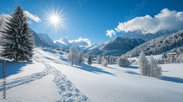 Obraz A snowy winter landscape