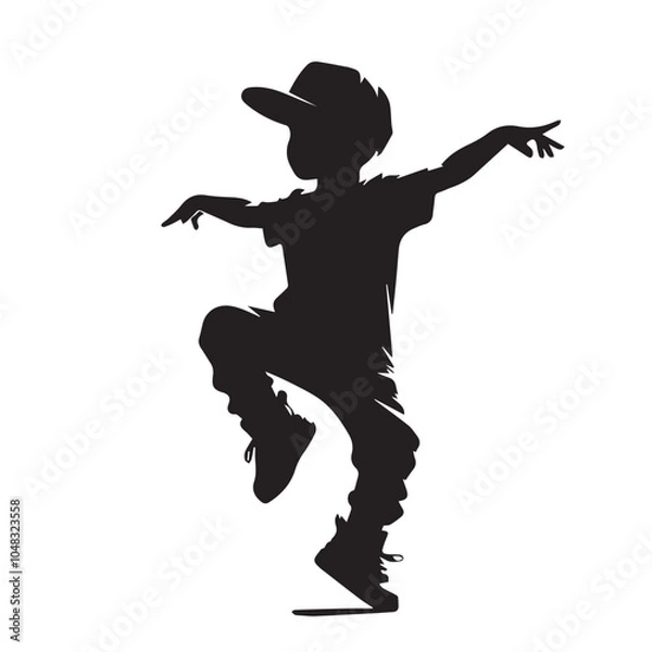 Obraz Hip hop dance child - vector image of child dance - dancing image 