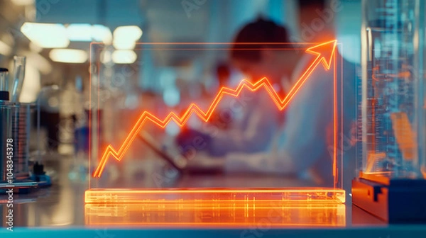 Fototapeta Growth chart neon, concept of business success and development, growth strategy	

