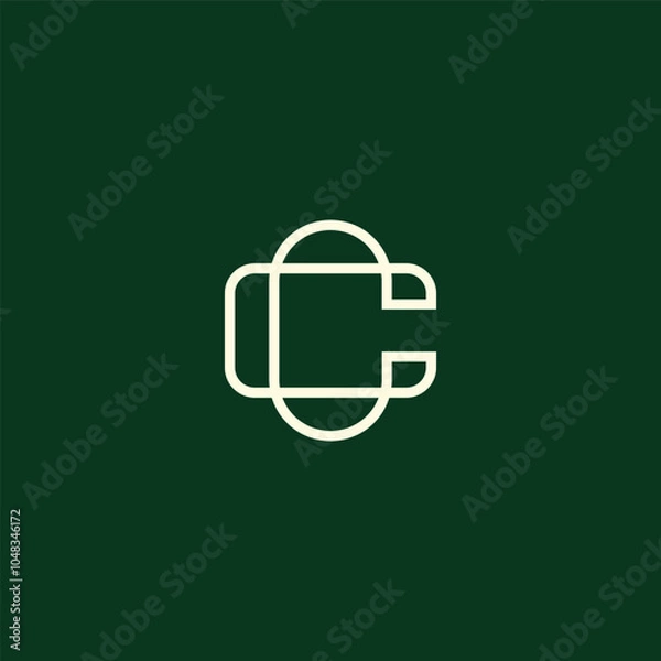 Fototapeta C letter logo with monogram line art design style