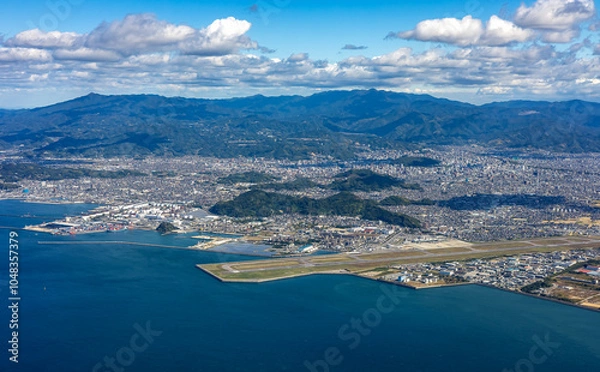 Obraz Aerial view of Matsuyama, Ehime, Japan on a clear day