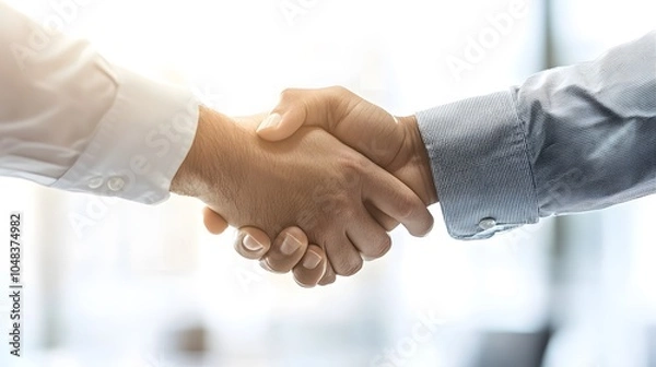 Fototapeta Entrepreneur shaking hands with a new client in an office environment