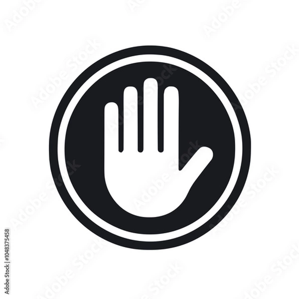 Fototapeta Stop hand icon inside a circle, symbolizing caution and prohibition