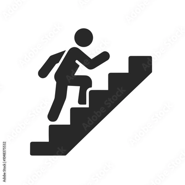 Fototapeta Man climbing stairs icon illustrating physical activity and movement