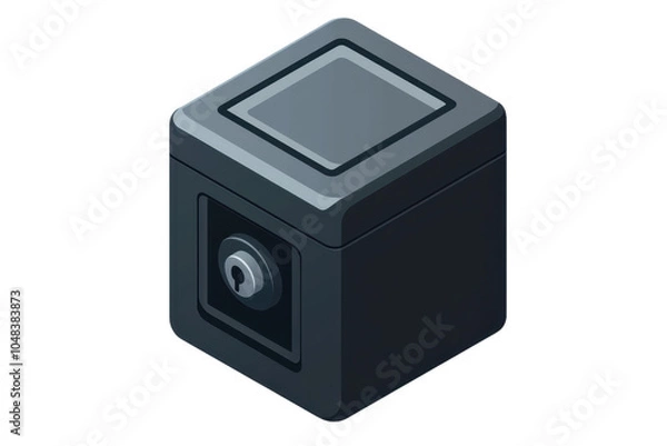 Fototapeta Isometric illustration of a secure, locked safe box. Perfect for representing security, protection, and financial safety concepts.