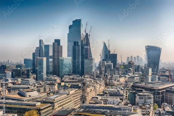 Obraz Aerial view with the city skyline of London, England, UK