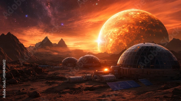 Obraz Cosmic colony sunset