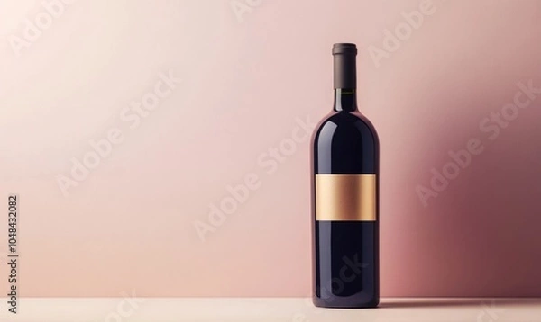 Fototapeta A bottle of wine is sitting on a table