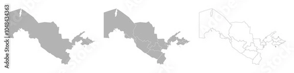 Fototapeta Set of UZBEKISTAN Maps with Main Map and Regional maps