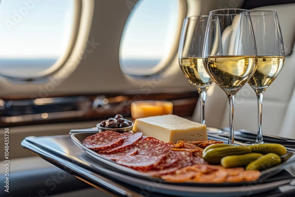 Fototapeta dining set in a private jet