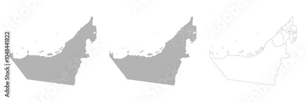 Fototapeta Set of UAE Maps with Main Map and Regional maps