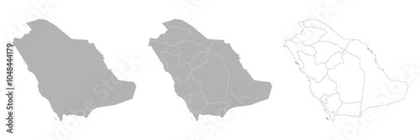 Fototapeta Set of SAUDI ARABIA Maps with Main Map and Regional maps
