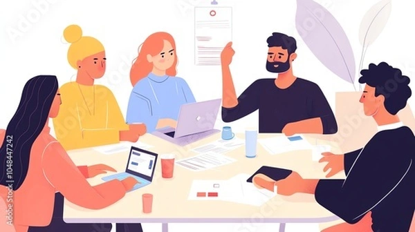 Fototapeta Diverse team collaborating in a meeting