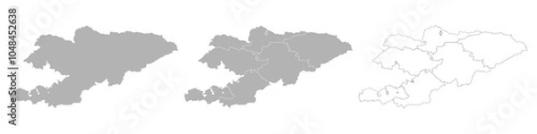 Fototapeta Set of KYRGYZSTAN Maps with Main Map and Regional maps