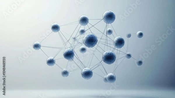 Fototapeta Abstract network connections: floating geometric sphere design for digital innovation