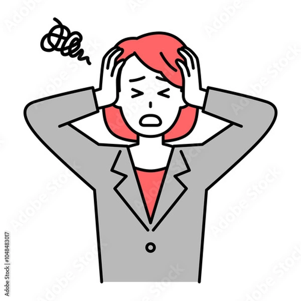 Fototapeta 頭を抱えて悩むスーツの女性