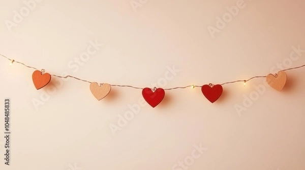 Fototapeta Festive Heart-Shaped Garland with String Lights