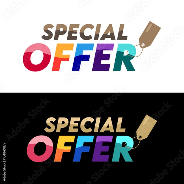Fototapeta Colourful letter style Special Offer with discount label icon vector image template