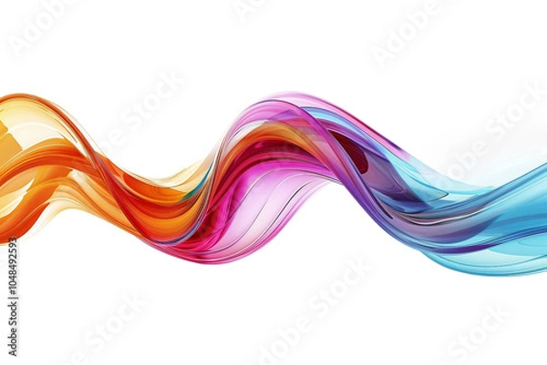 Obraz Flowing colorful 3D wave in vibrant rainbow shades isolated on transparent background