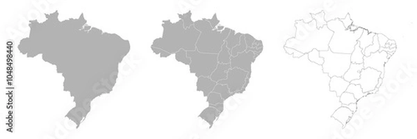 Fototapeta Set of BRAZIL Maps with Main Map and Regional maps