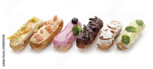 Fototapeta exquisite cream dessert eclairs