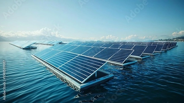 Obraz Floating Solar Panels on Calm Water Surface