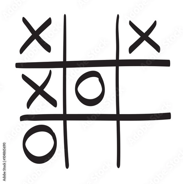 Obraz Hand drawn tic tac toe vector scribble icon symbol illustration