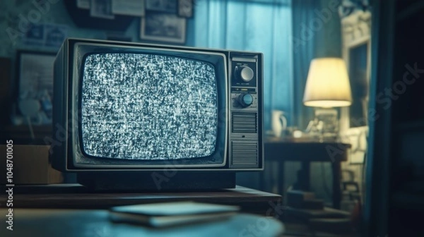 Fototapeta Vintage TV with static effect