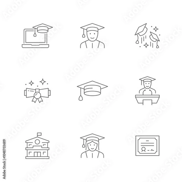 Obraz Set line icons of graduation