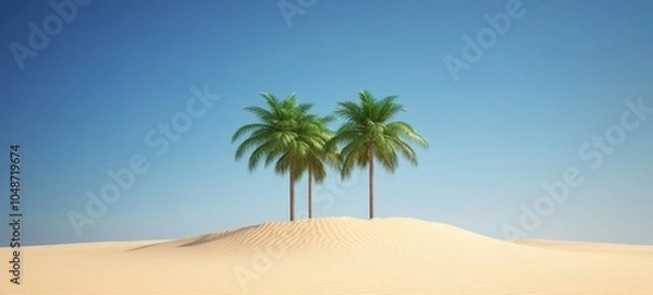 Fototapeta Serene desert landscape with palm trees