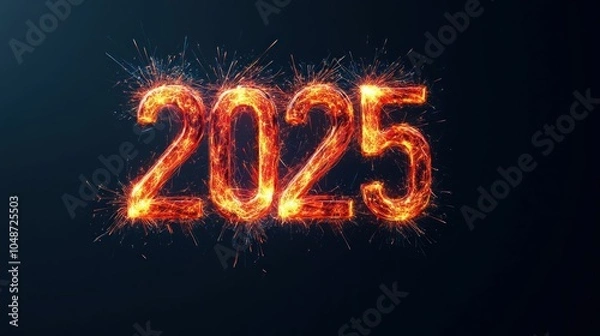 Fototapeta Fiery 2025 Celebration Design