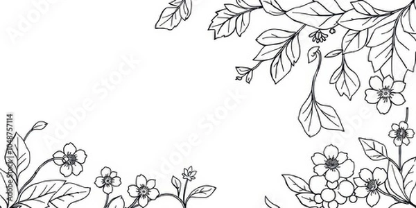 Fototapeta Floral art coloring book page online, intricate designs, flowers, leaves, background, white, intricate, online, leaves