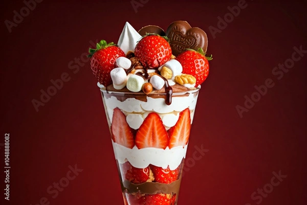 Fototapeta 苺とチョコレ―tのクリームパフェ