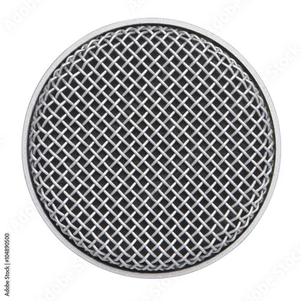 Fototapeta Closeup microphone head isolated on white background