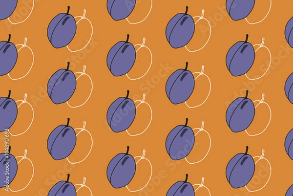 Fototapeta Plums with colorful pattern background